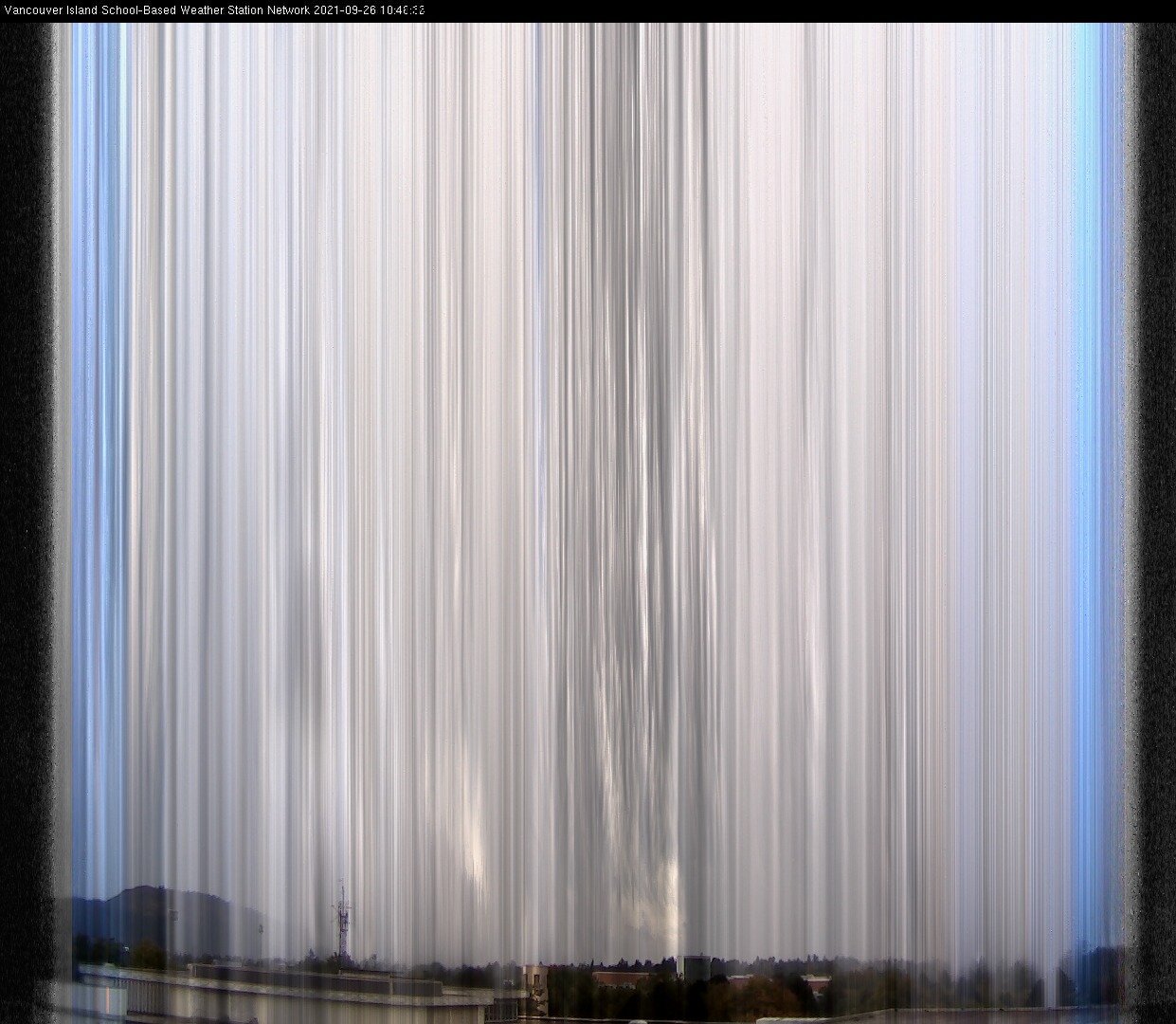 image of the sky seen from UVic, each column of pixels is a different minute, keogram