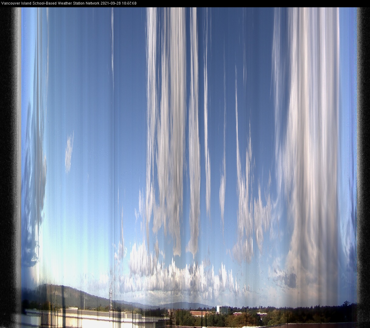 image of the sky seen from UVic, each column of pixels is a different minute, keogram