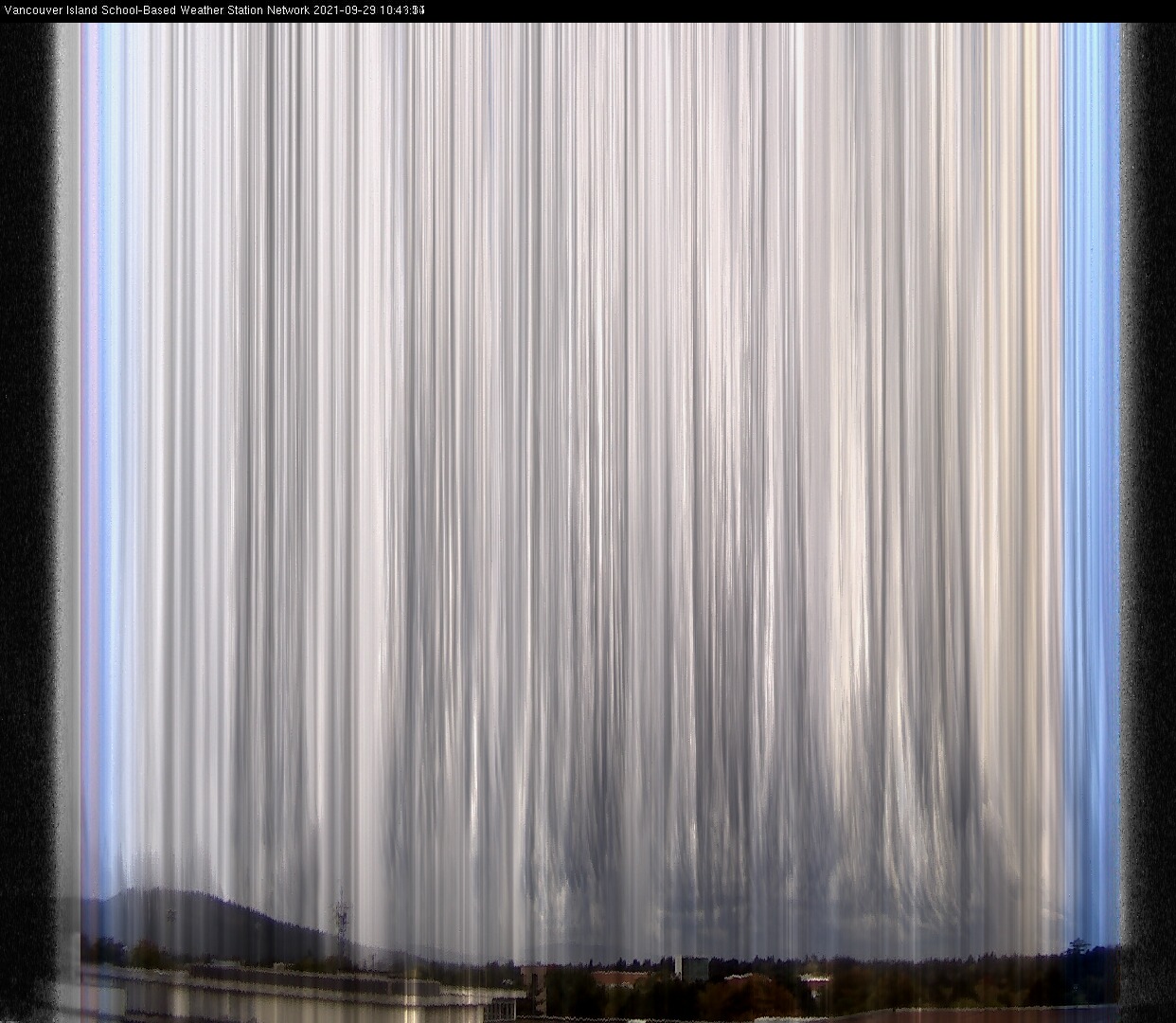 image of the sky seen from UVic, each column of pixels is a different minute, keogram
