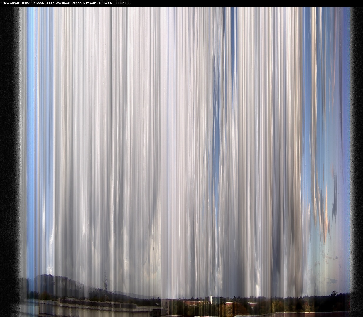 image of the sky seen from UVic, each column of pixels is a different minute, keogram