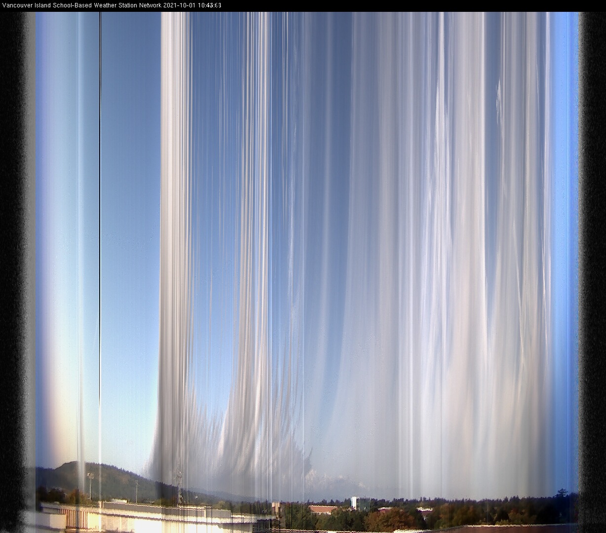 image of the sky seen from UVic, each column of pixels is a different minute, keogram