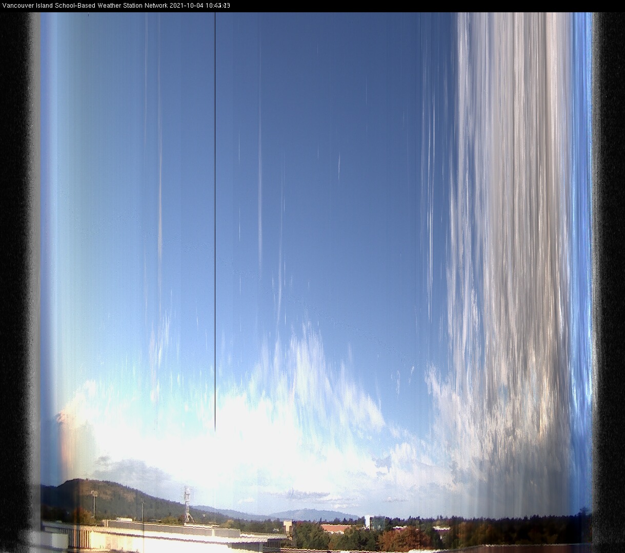 image of the sky seen from UVic, each column of pixels is a different minute, keogram