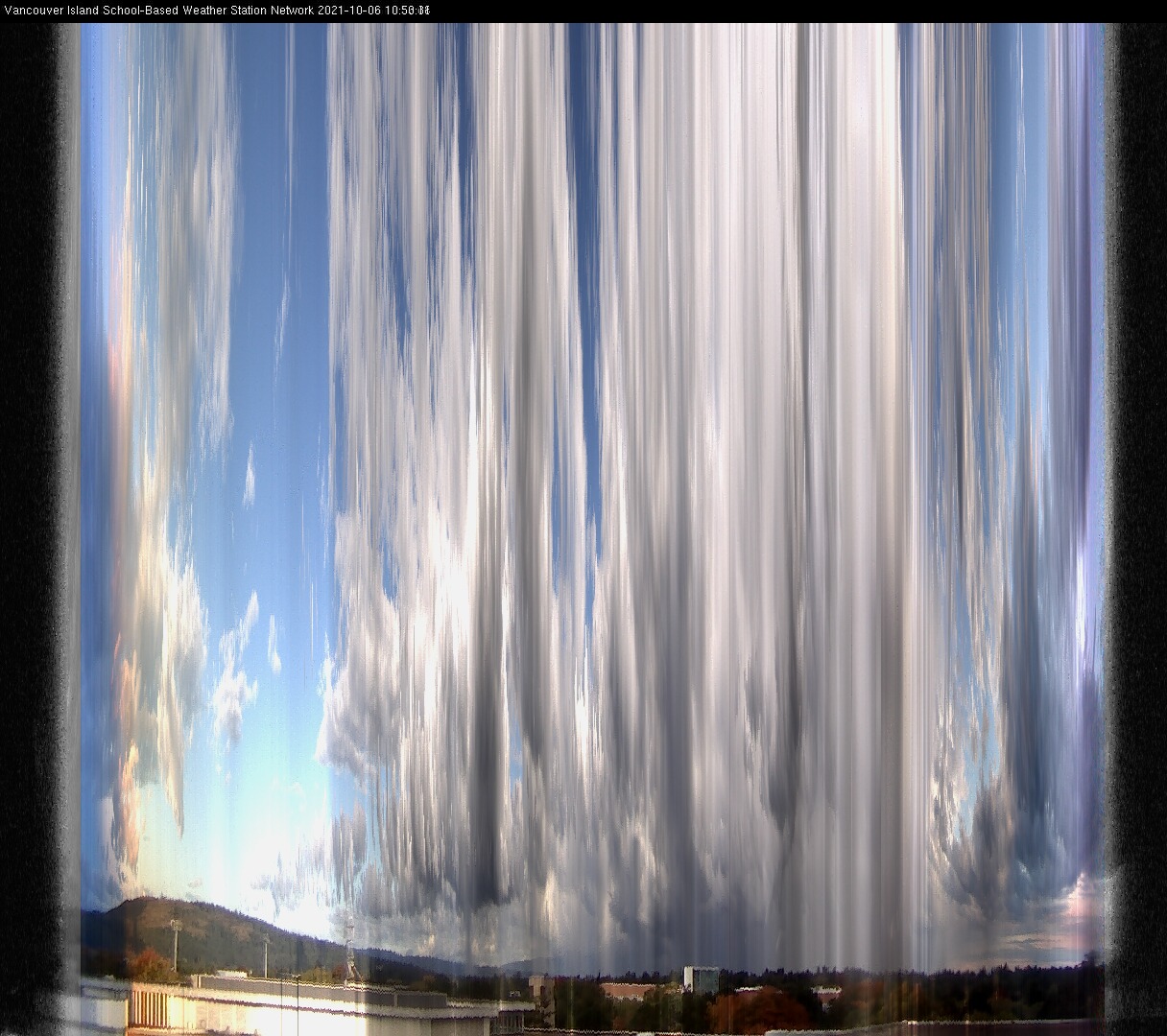 image of the sky seen from UVic, each column of pixels is a different minute, keogram
