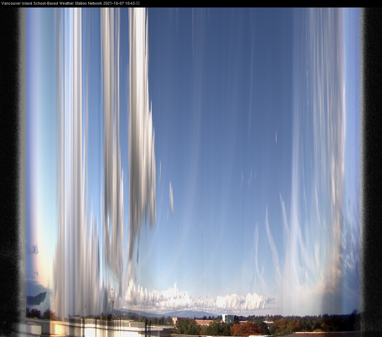 image of the sky seen from UVic, each column of pixels is a different minute, keogram