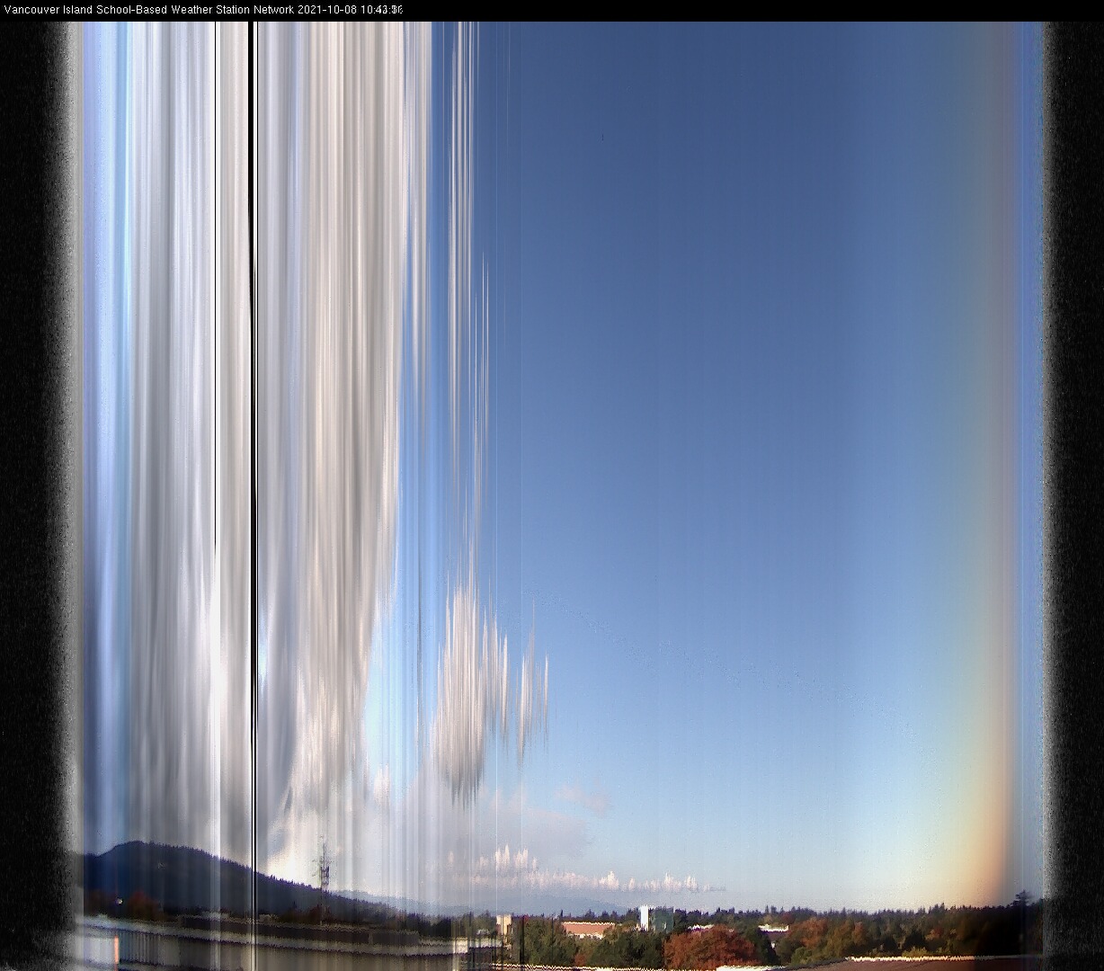 image of the sky seen from UVic, each column of pixels is a different minute, keogram