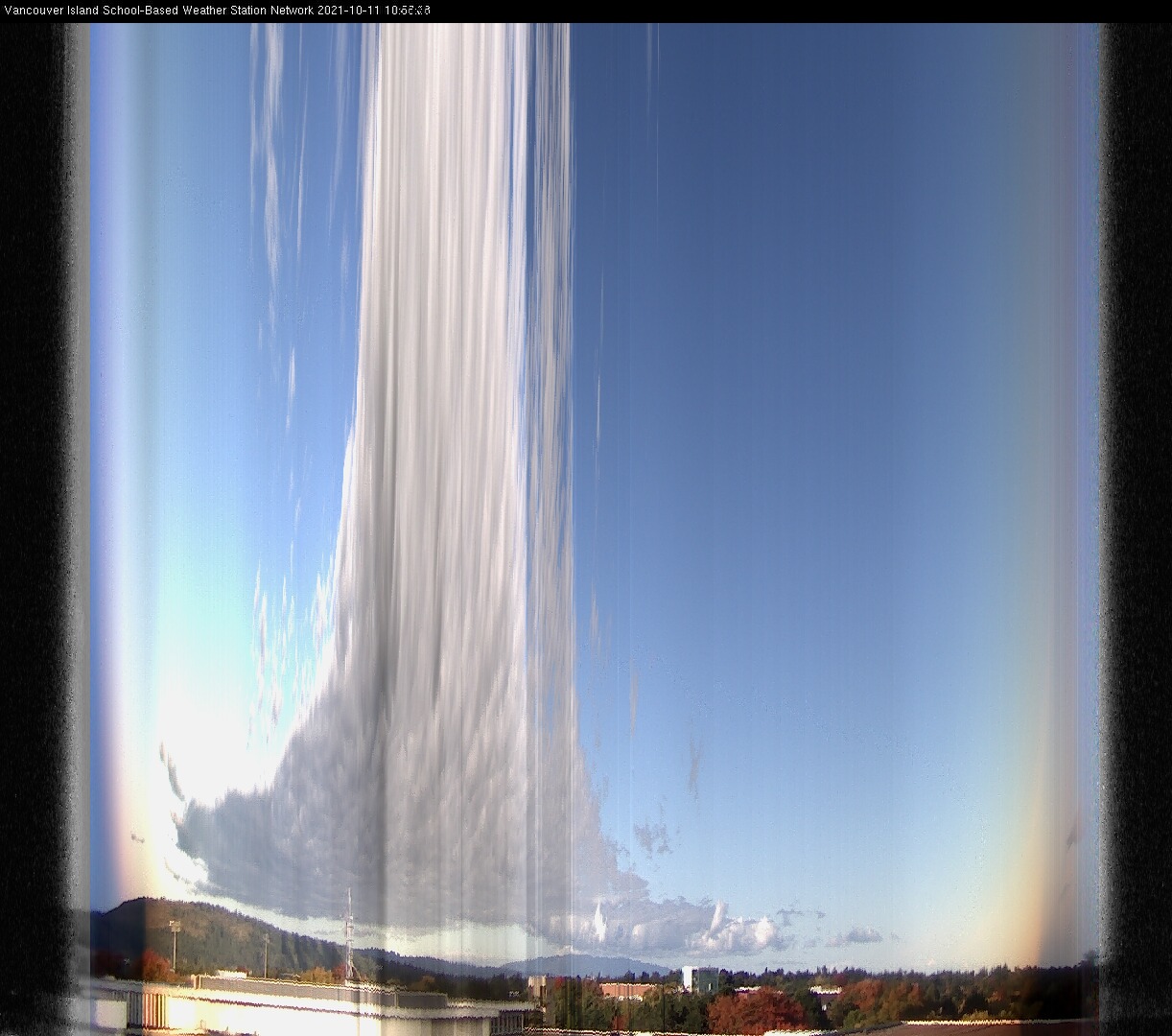 image of the sky seen from UVic, each column of pixels is a different minute, keogram