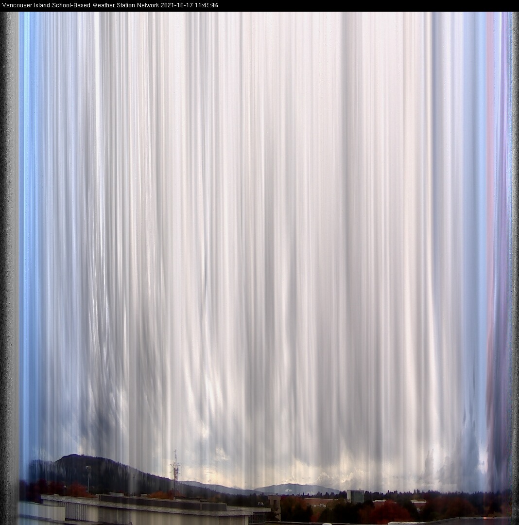 image of the sky seen from UVic, each column of pixels is a different minute, keogram
