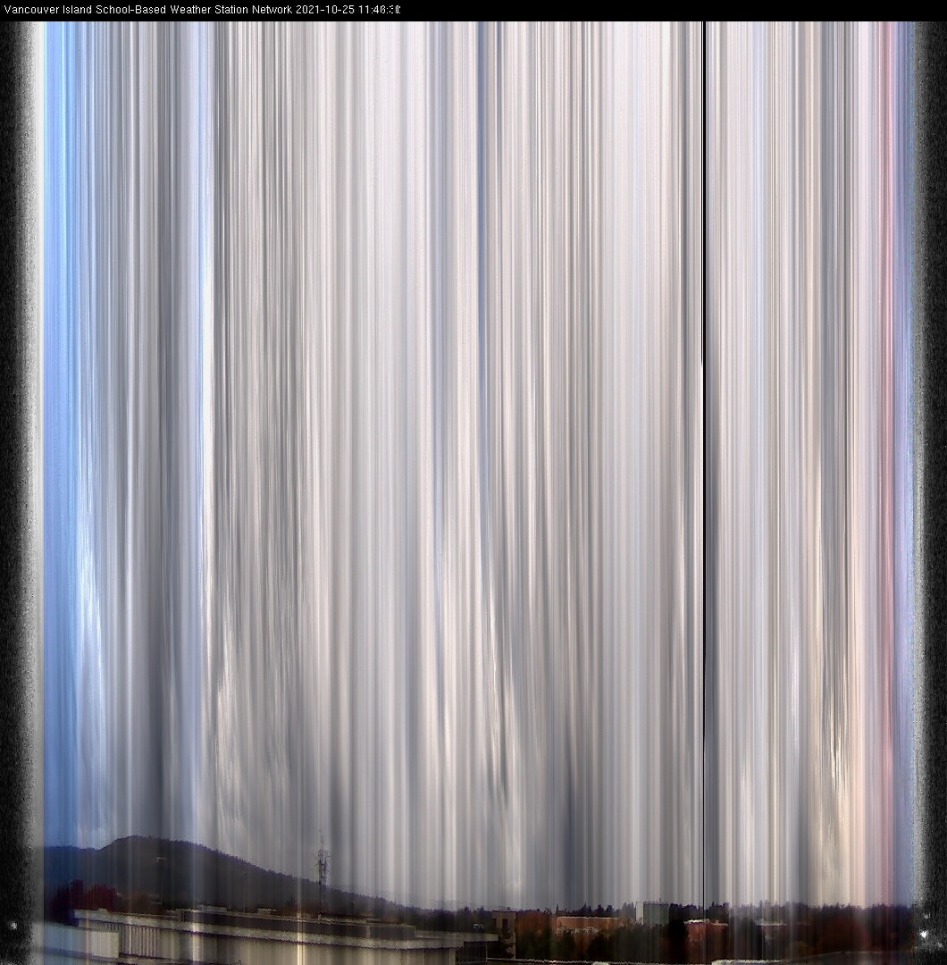 image of the sky seen from UVic, each column of pixels is a different minute, keogram