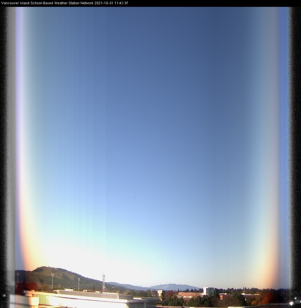 image of the sky seen from UVic, each column of pixels is a different minute, keogram