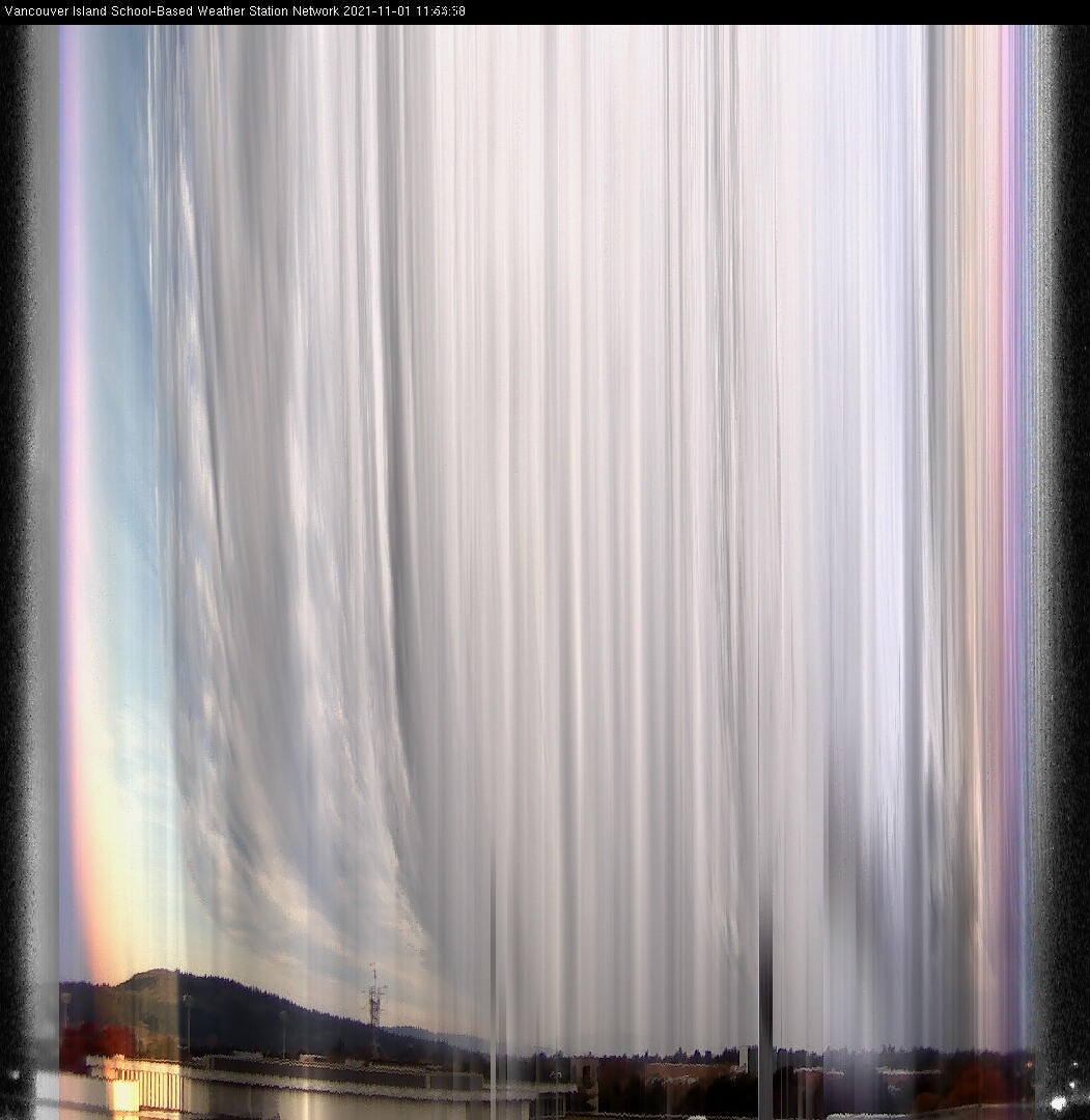 image of the sky seen from UVic, each column of pixels is a different minute, keogram