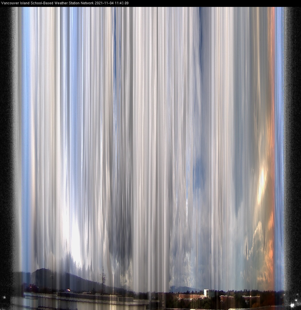 image of the sky seen from UVic, each column of pixels is a different minute, keogram