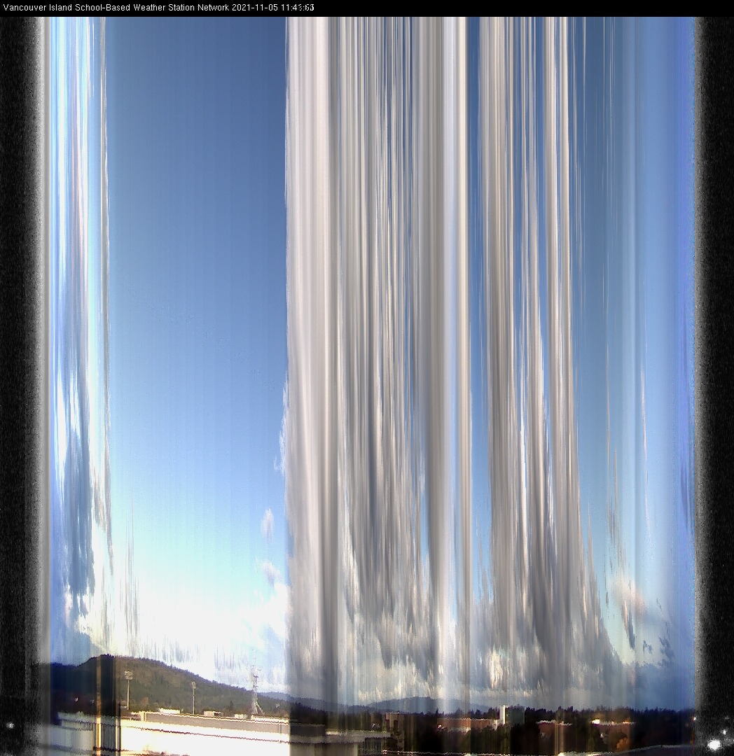 image of the sky seen from UVic, each column of pixels is a different minute, keogram