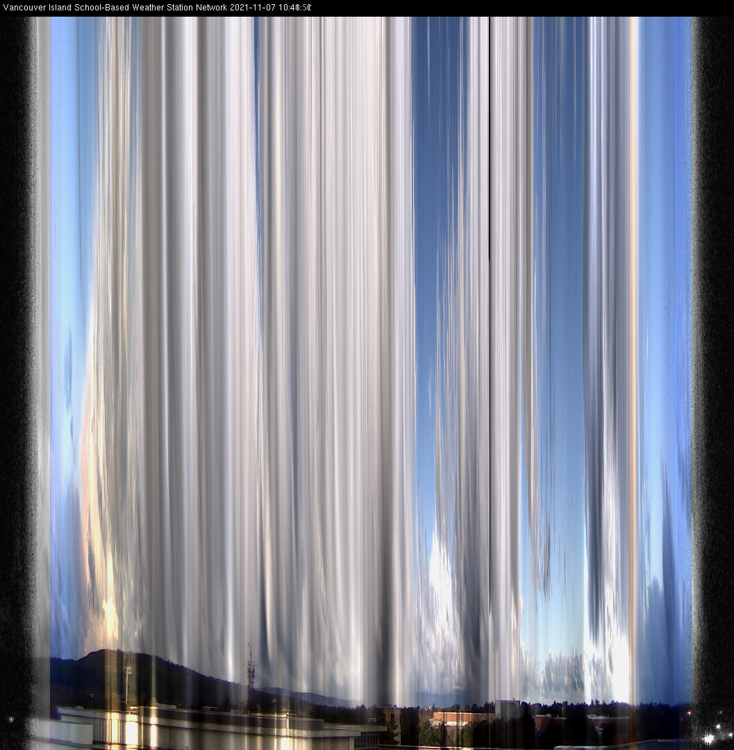 image of the sky seen from UVic, each column of pixels is a different minute, keogram