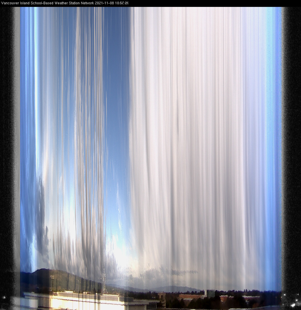 image of the sky seen from UVic, each column of pixels is a different minute, keogram