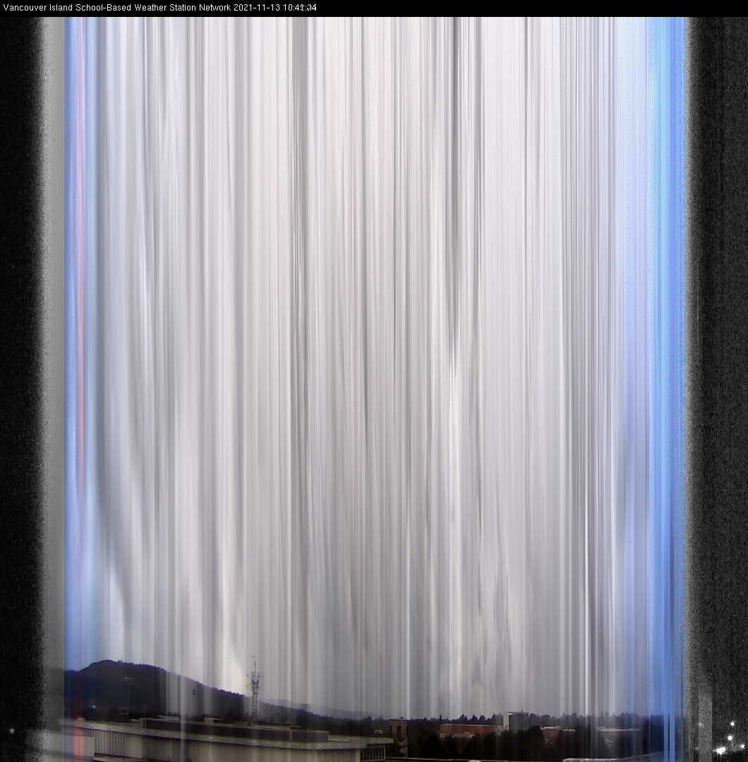 image of the sky seen from UVic, each column of pixels is a different minute, keogram