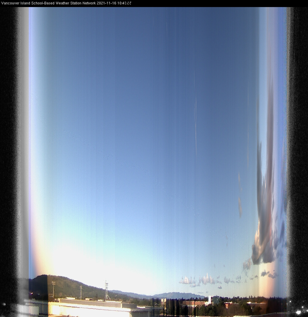 image of the sky seen from UVic, each column of pixels is a different minute, keogram