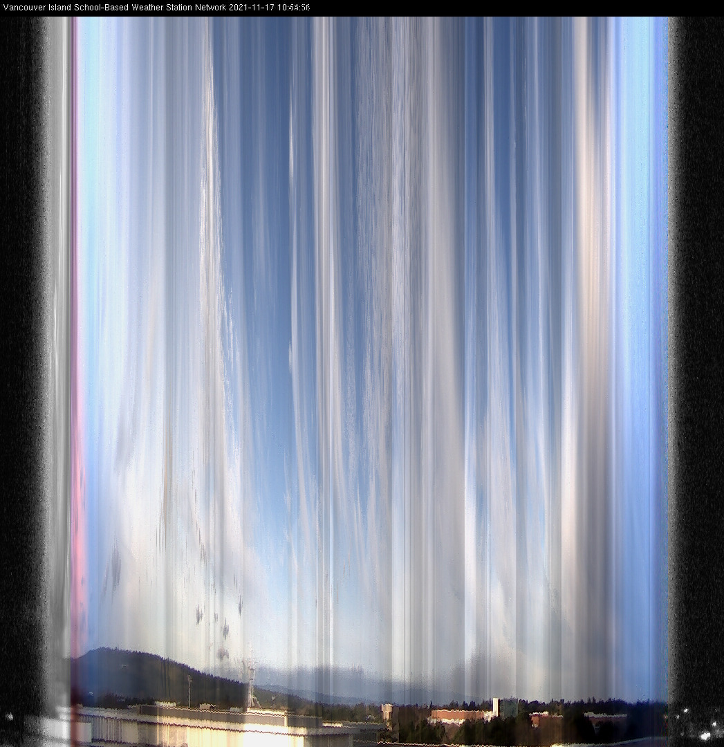 image of the sky seen from UVic, each column of pixels is a different minute, keogram