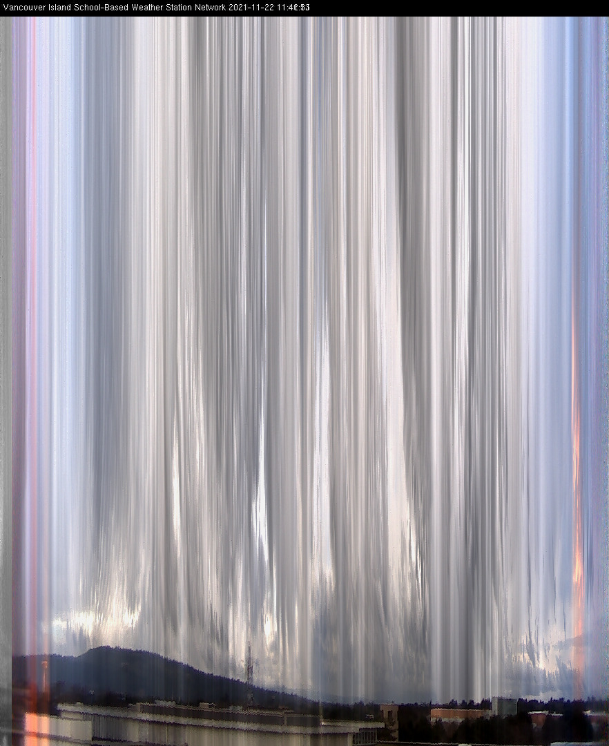 image of the sky seen from UVic, each column of pixels is a different minute, keogram