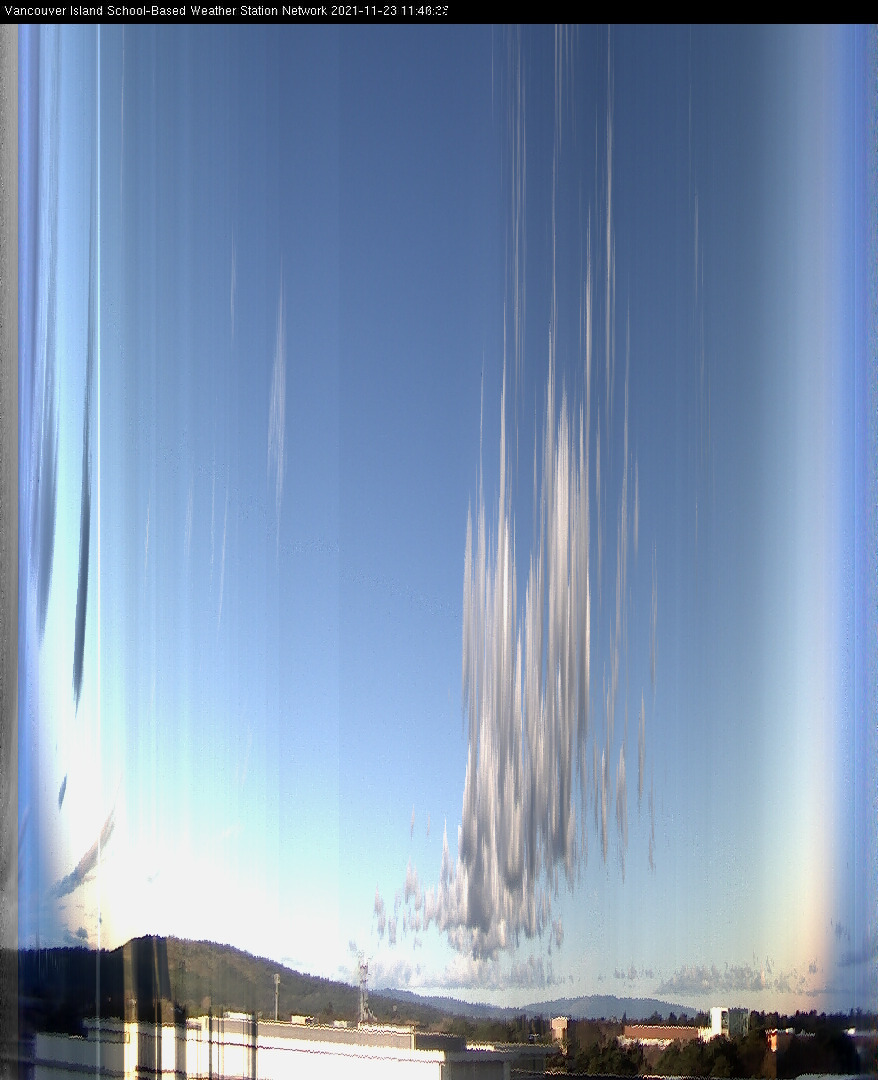 image of the sky seen from UVic, each column of pixels is a different minute, keogram