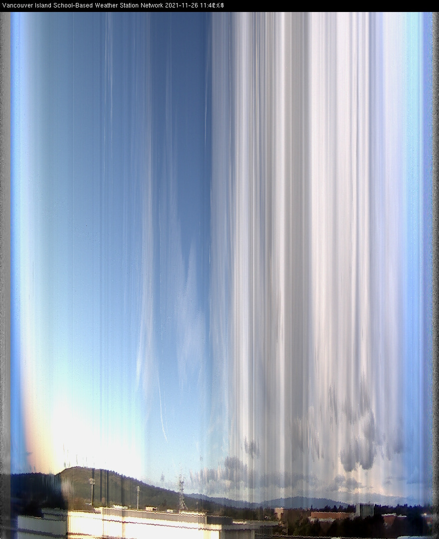 image of the sky seen from UVic, each column of pixels is a different minute, keogram