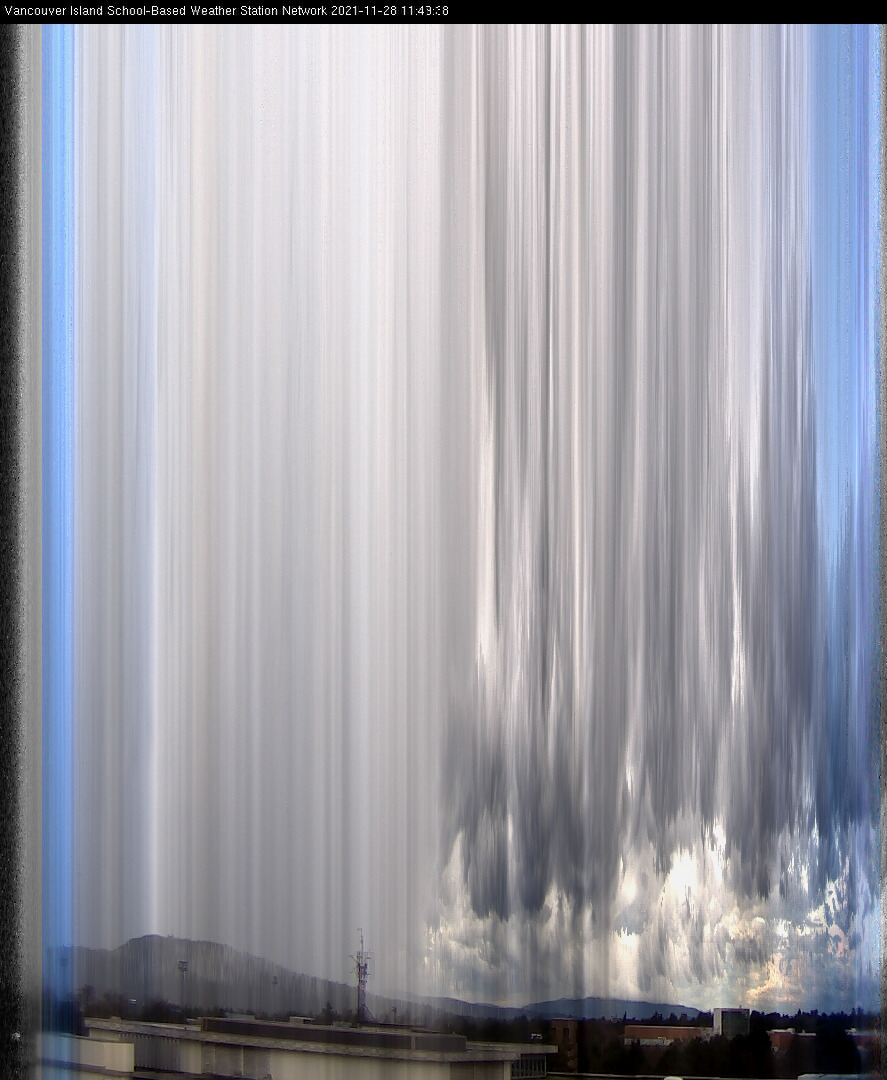 image of the sky seen from UVic, each column of pixels is a different minute, keogram