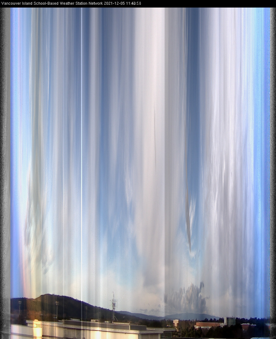 image of the sky seen from UVic, each column of pixels is a different minute, keogram