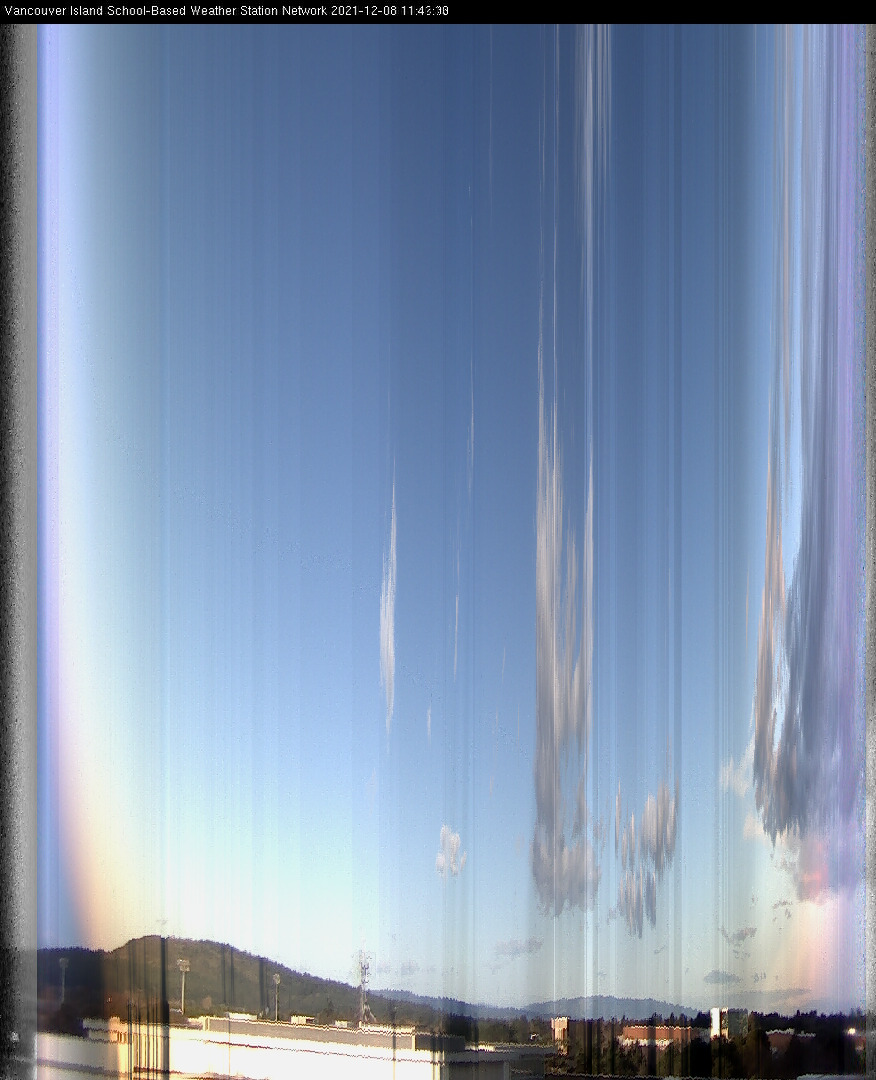image of the sky seen from UVic, each column of pixels is a different minute, keogram