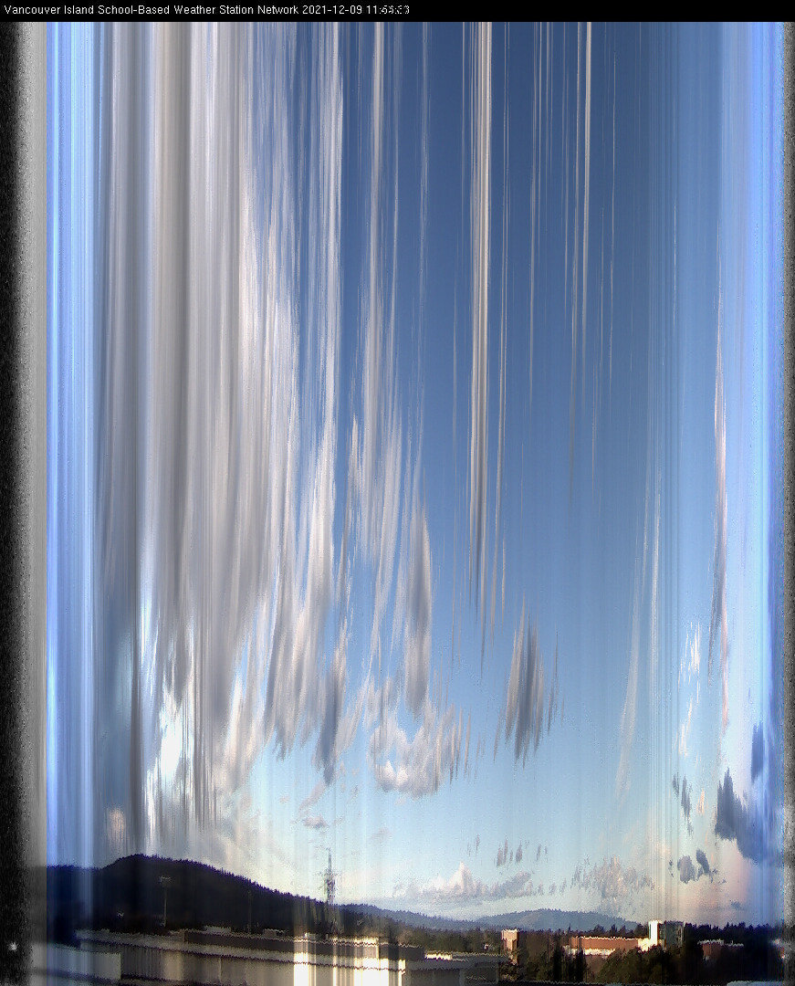 image of the sky seen from UVic, each column of pixels is a different minute, keogram