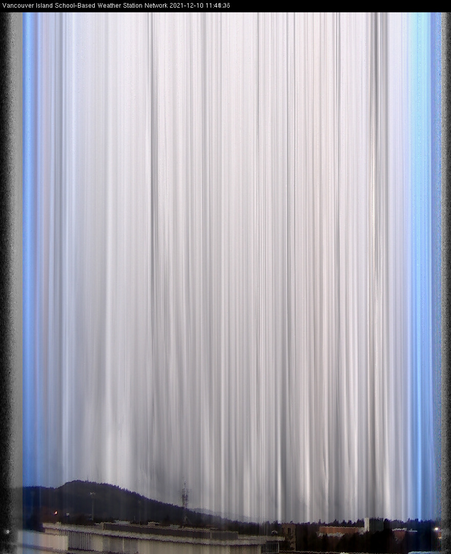 image of the sky seen from UVic, each column of pixels is a different minute, keogram