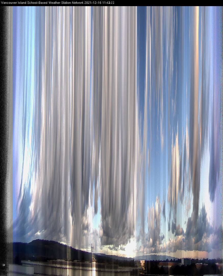 image of the sky seen from UVic, each column of pixels is a different minute, keogram