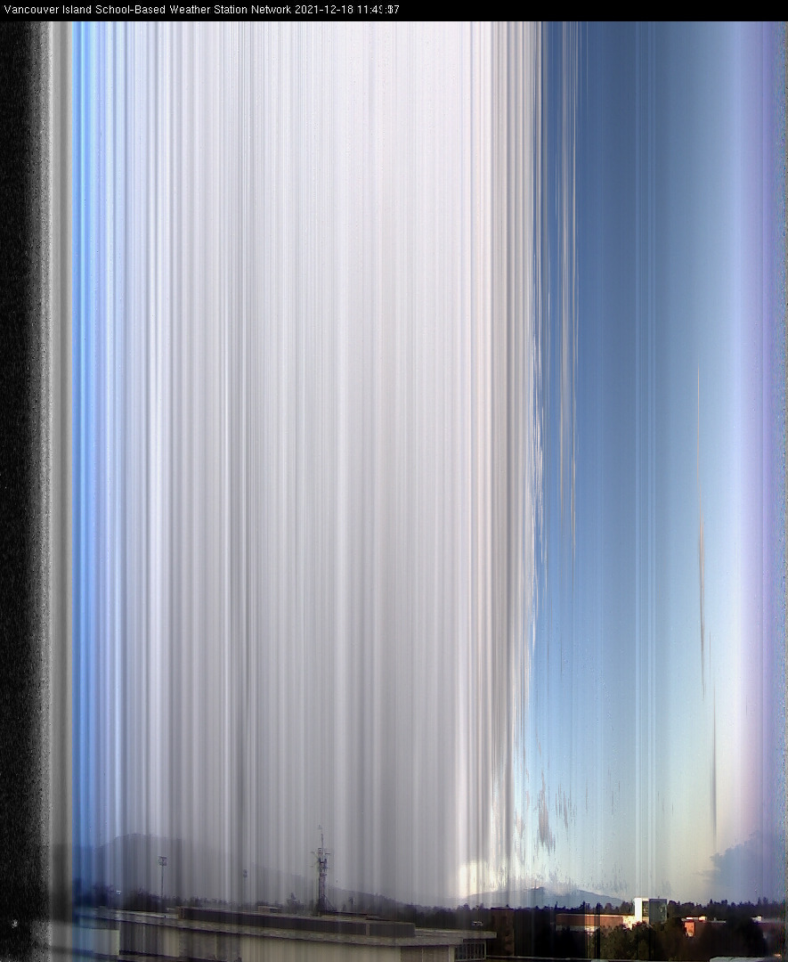 image of the sky seen from UVic, each column of pixels is a different minute, keogram