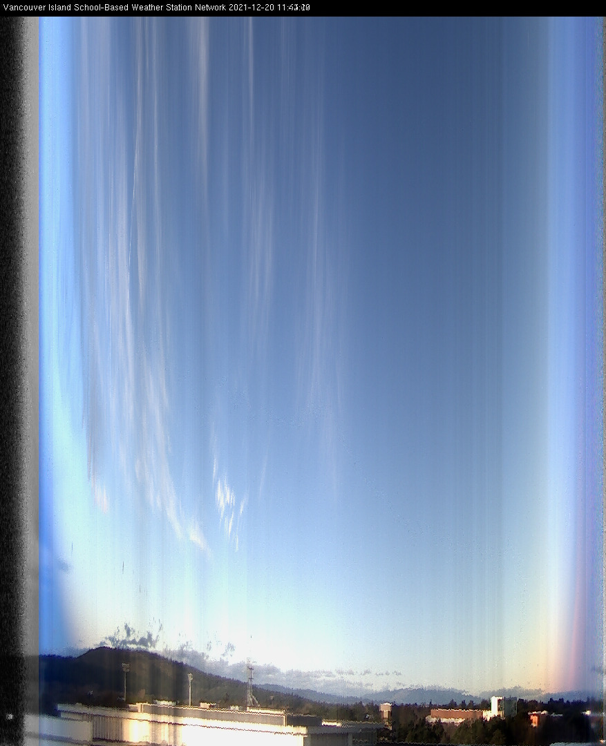 image of the sky seen from UVic, each column of pixels is a different minute, keogram