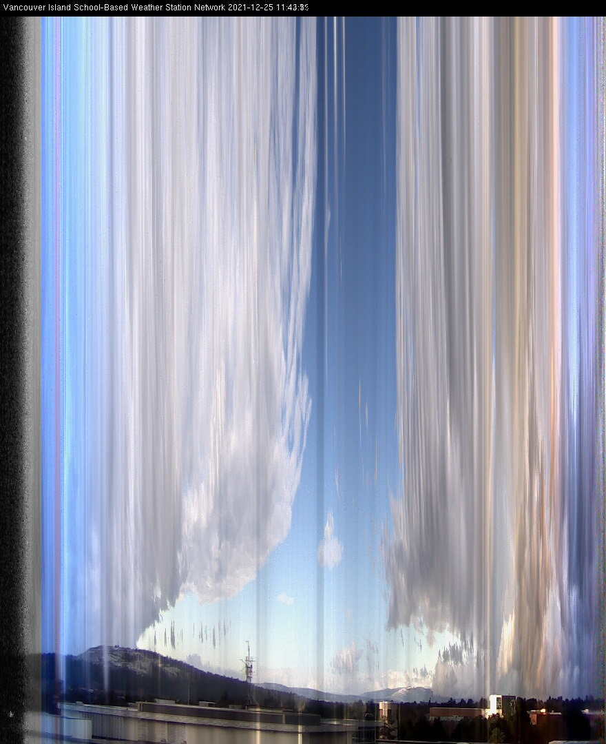 image of the sky seen from UVic, each column of pixels is a different minute, keogram