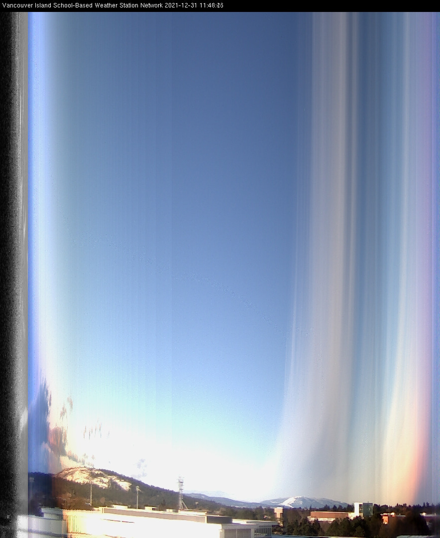 image of the sky seen from UVic, each column of pixels is a different minute, keogram