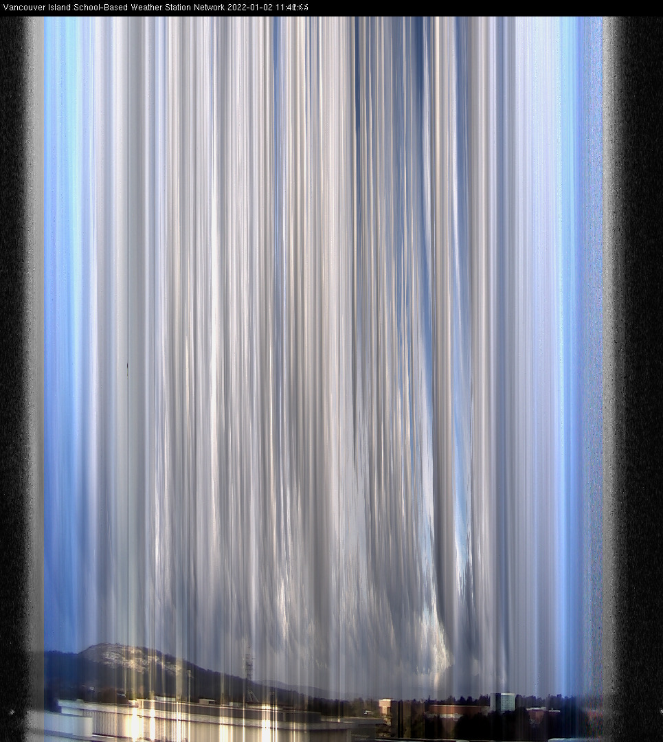 image of the sky seen from UVic, each column of pixels is a different minute, keogram