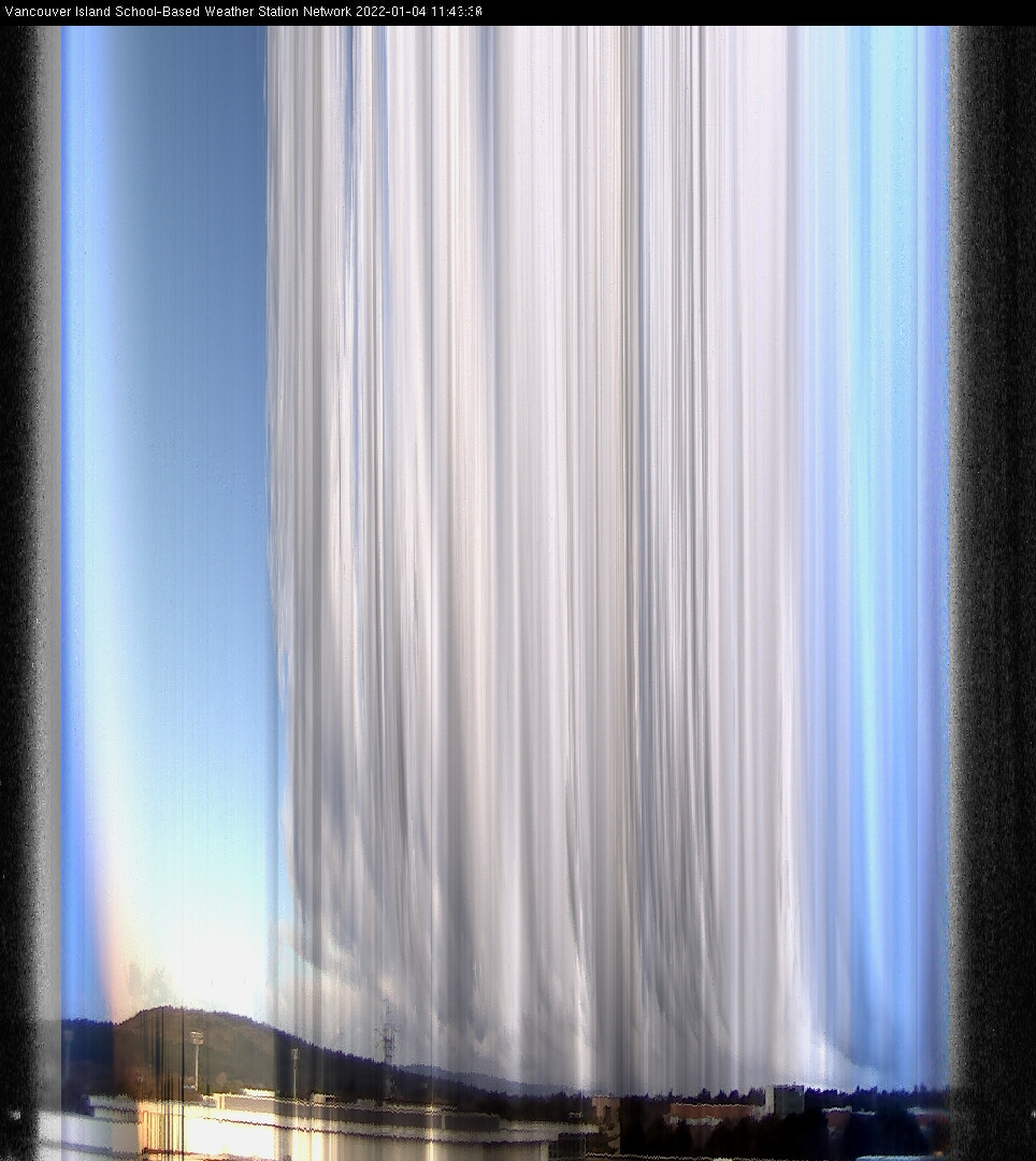 image of the sky seen from UVic, each column of pixels is a different minute, keogram