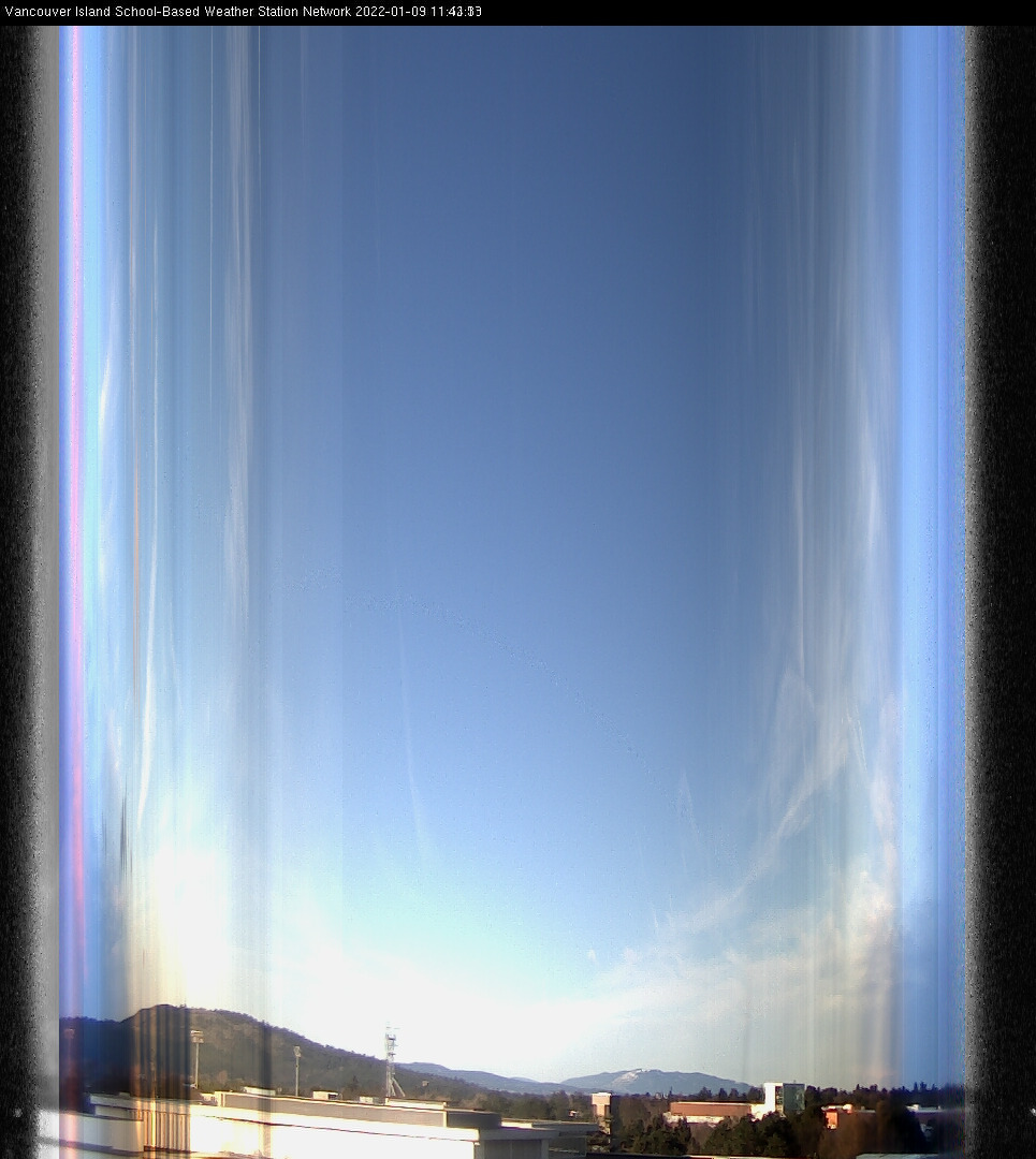 image of the sky seen from UVic, each column of pixels is a different minute, keogram