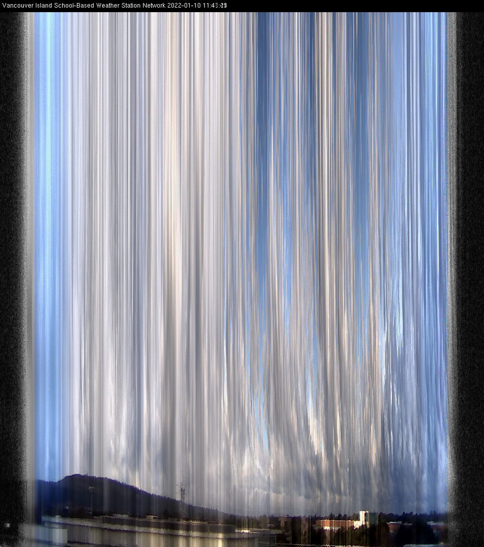 image of the sky seen from UVic, each column of pixels is a different minute, keogram