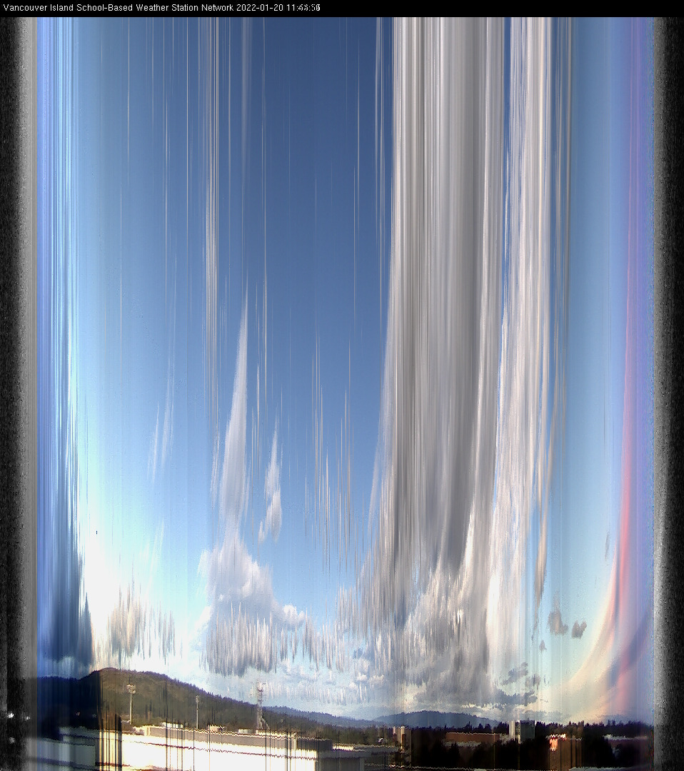 image of the sky seen from UVic, each column of pixels is a different minute, keogram