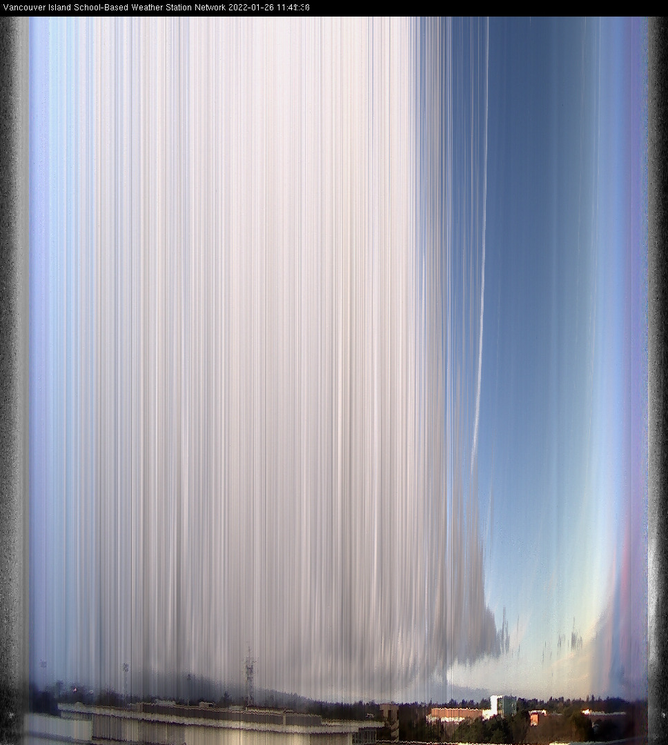 image of the sky seen from UVic, each column of pixels is a different minute, keogram