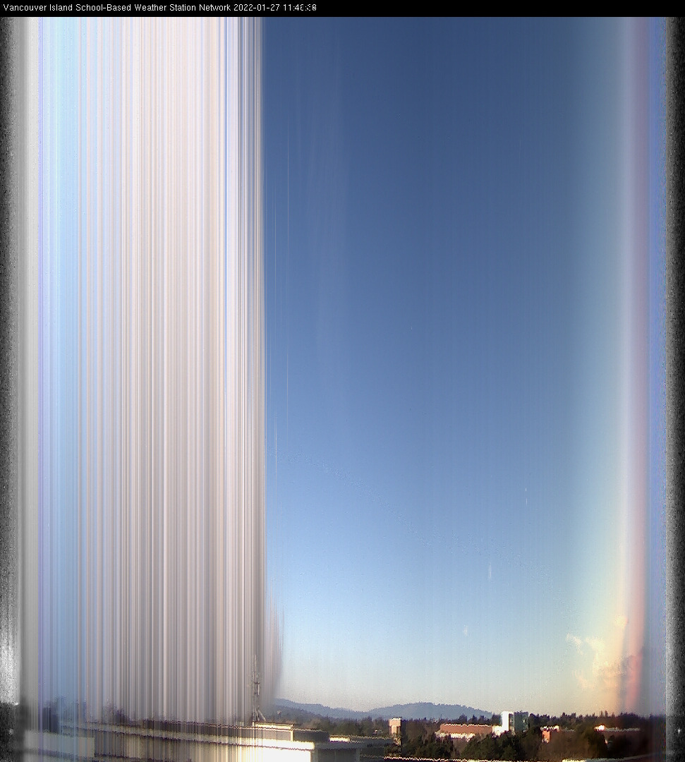 image of the sky seen from UVic, each column of pixels is a different minute, keogram