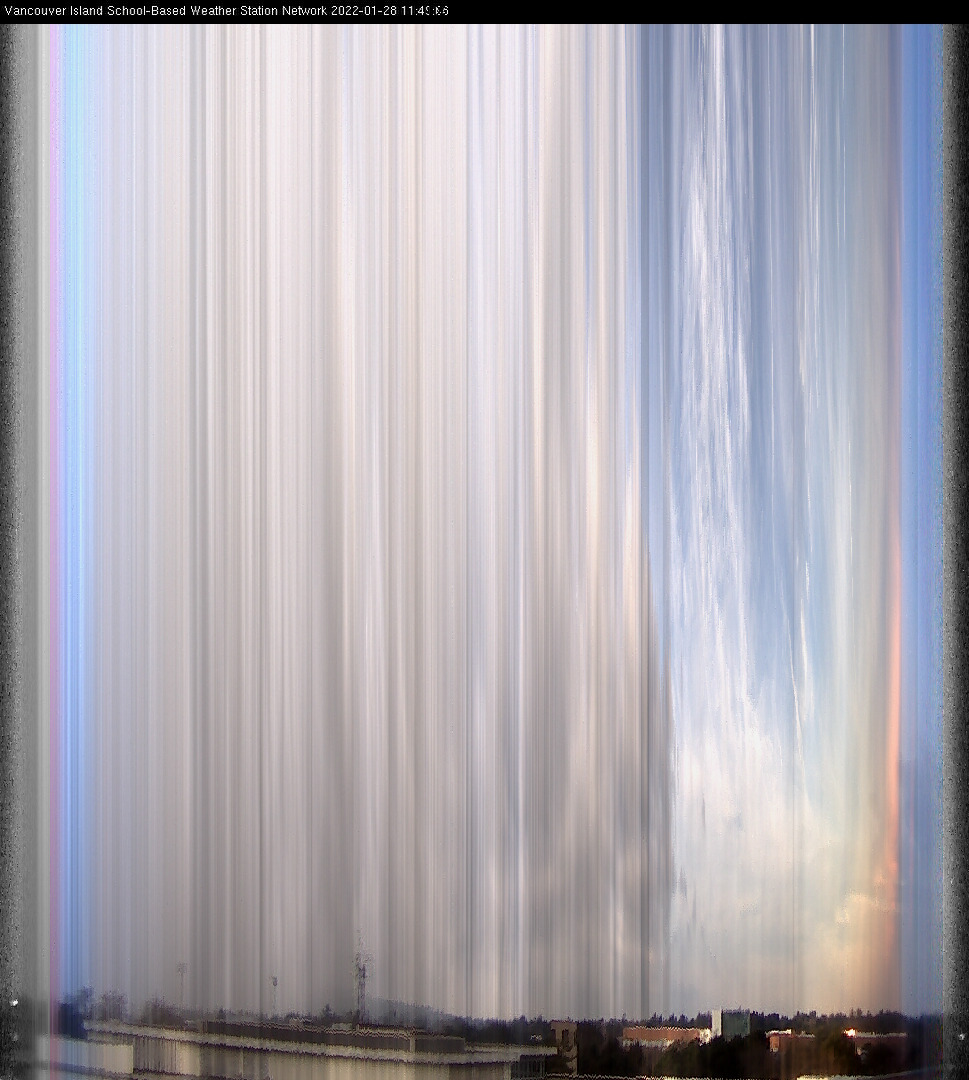 image of the sky seen from UVic, each column of pixels is a different minute, keogram