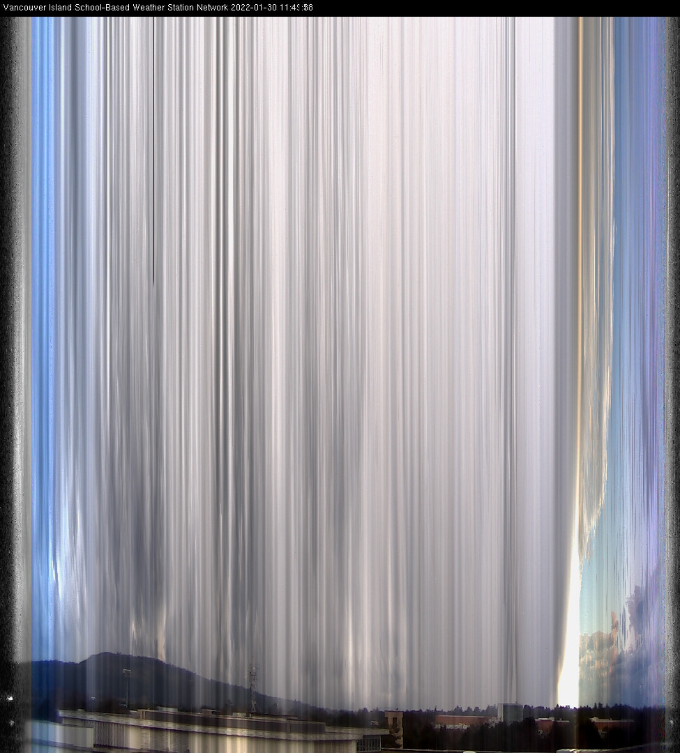 image of the sky seen from UVic, each column of pixels is a different minute, keogram
