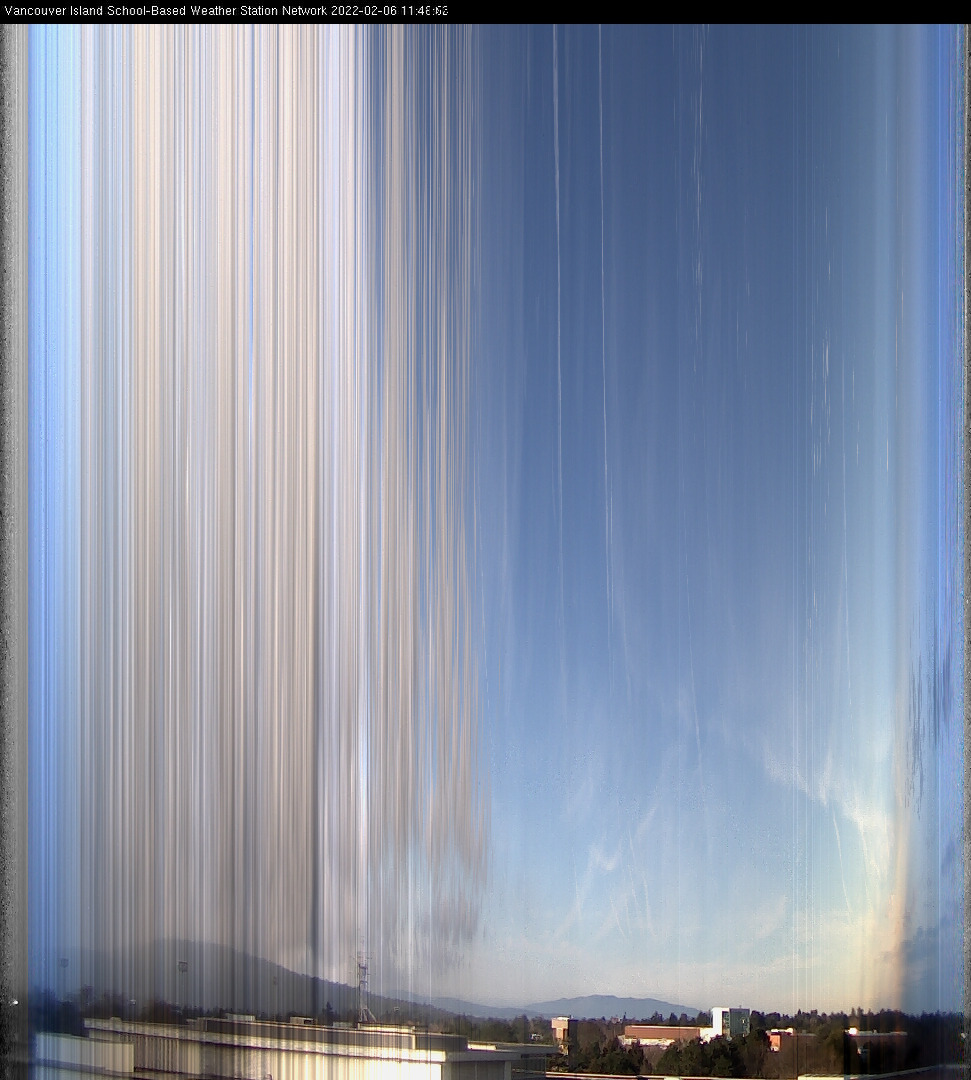 image of the sky seen from UVic, each column of pixels is a different minute, keogram