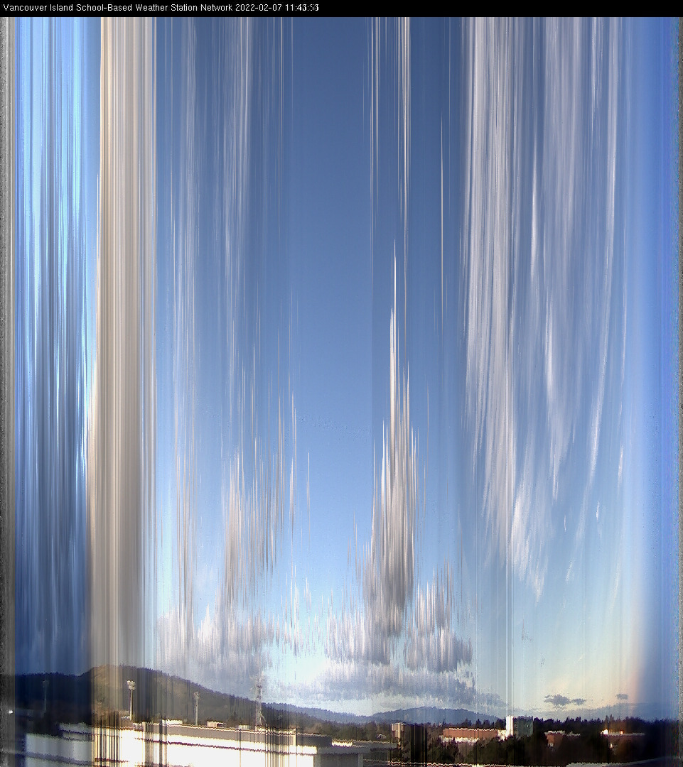 image of the sky seen from UVic, each column of pixels is a different minute, keogram