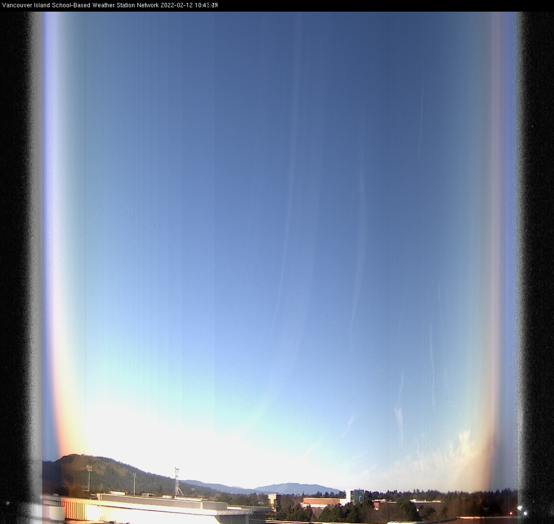 image of the sky seen from UVic, each column of pixels is a different minute, keogram