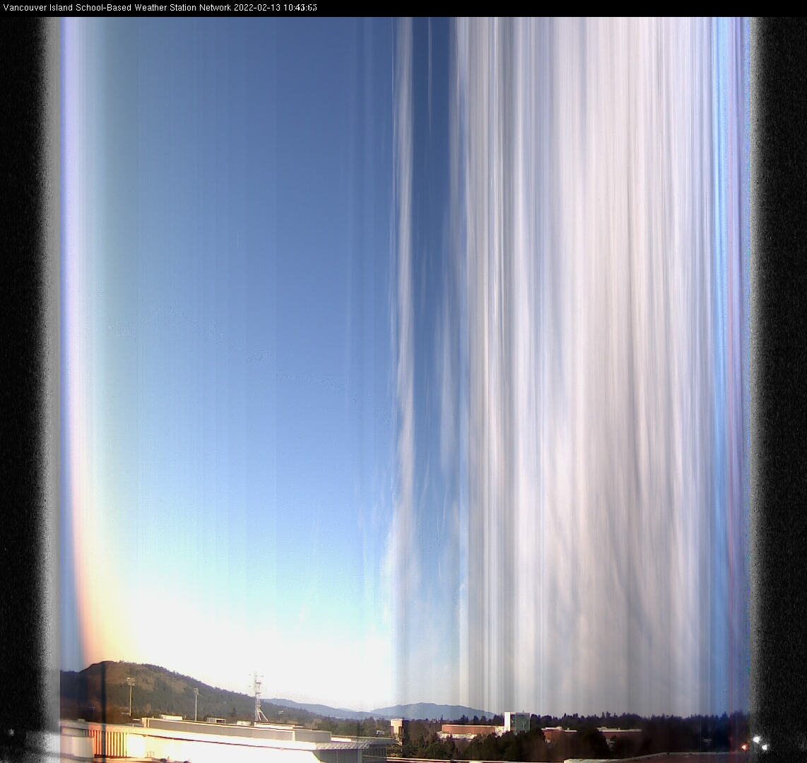 image of the sky seen from UVic, each column of pixels is a different minute, keogram