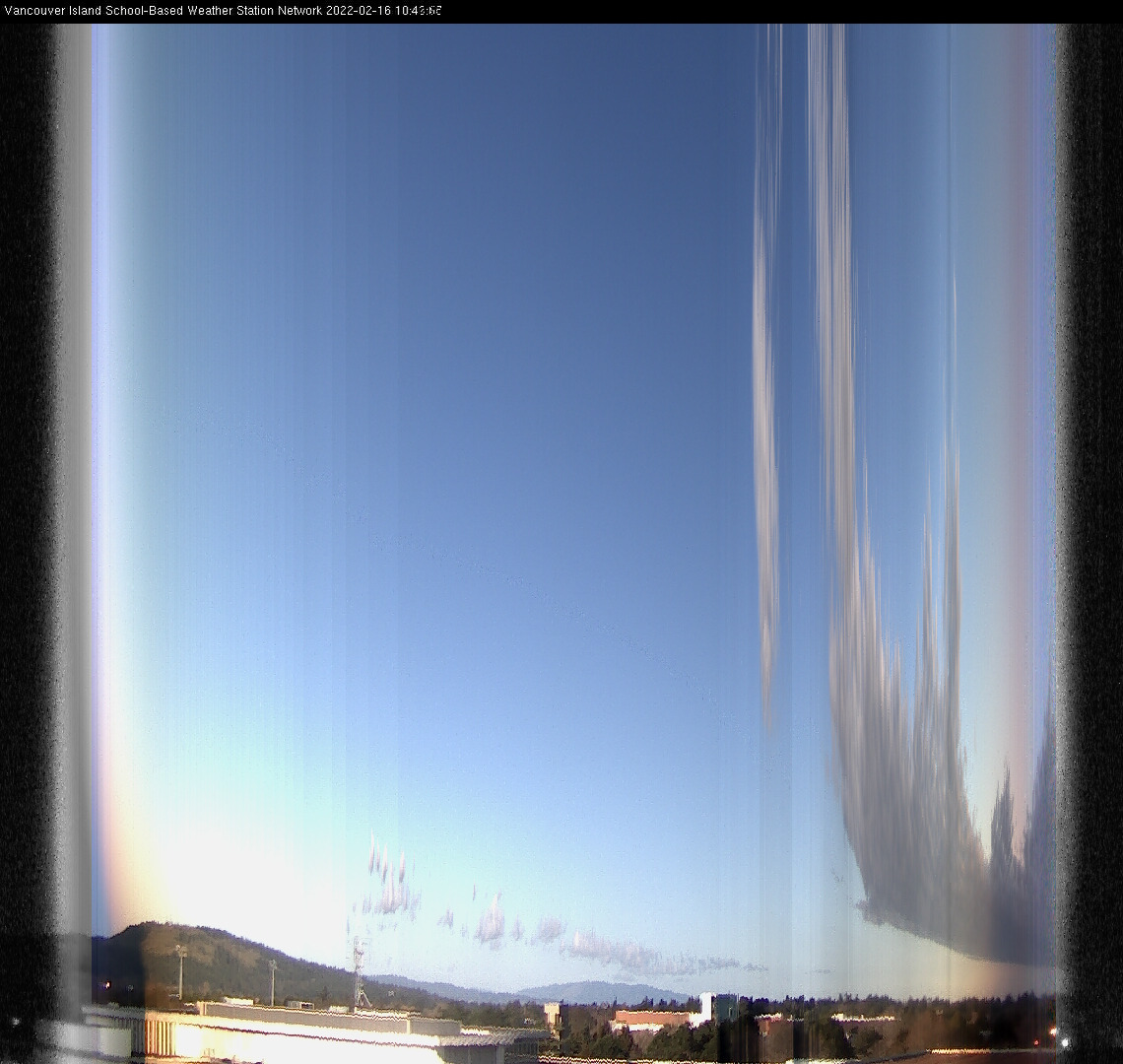 image of the sky seen from UVic, each column of pixels is a different minute, keogram