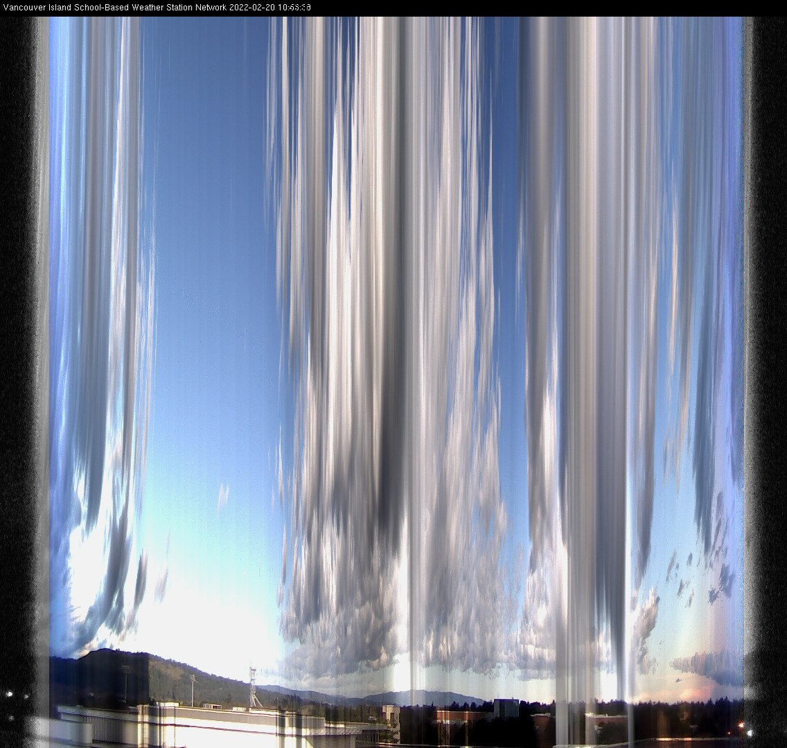 image of the sky seen from UVic, each column of pixels is a different minute, keogram