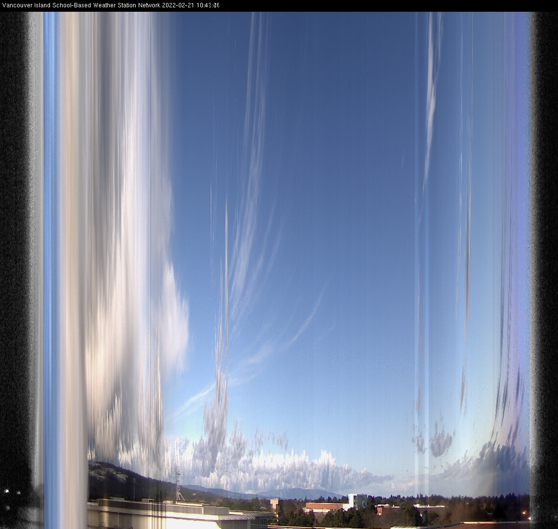 image of the sky seen from UVic, each column of pixels is a different minute, keogram